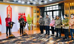 Menhan Prabowo Dampingi Presiden Jokowi Bertemu PM Singapura