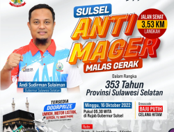 Gubernur Ajak Warga ‘Sulsel Anti Mager’ Sepanjang 3,53 Km, Siapkan Hadiah Utama Umrah
