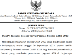 86.65% Instansi Selesai Verval Formasi Seleksi CASN 2023